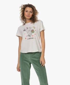 Re/Done Classic L'Amour Snoopy Print T-Shirt - Vintage White
