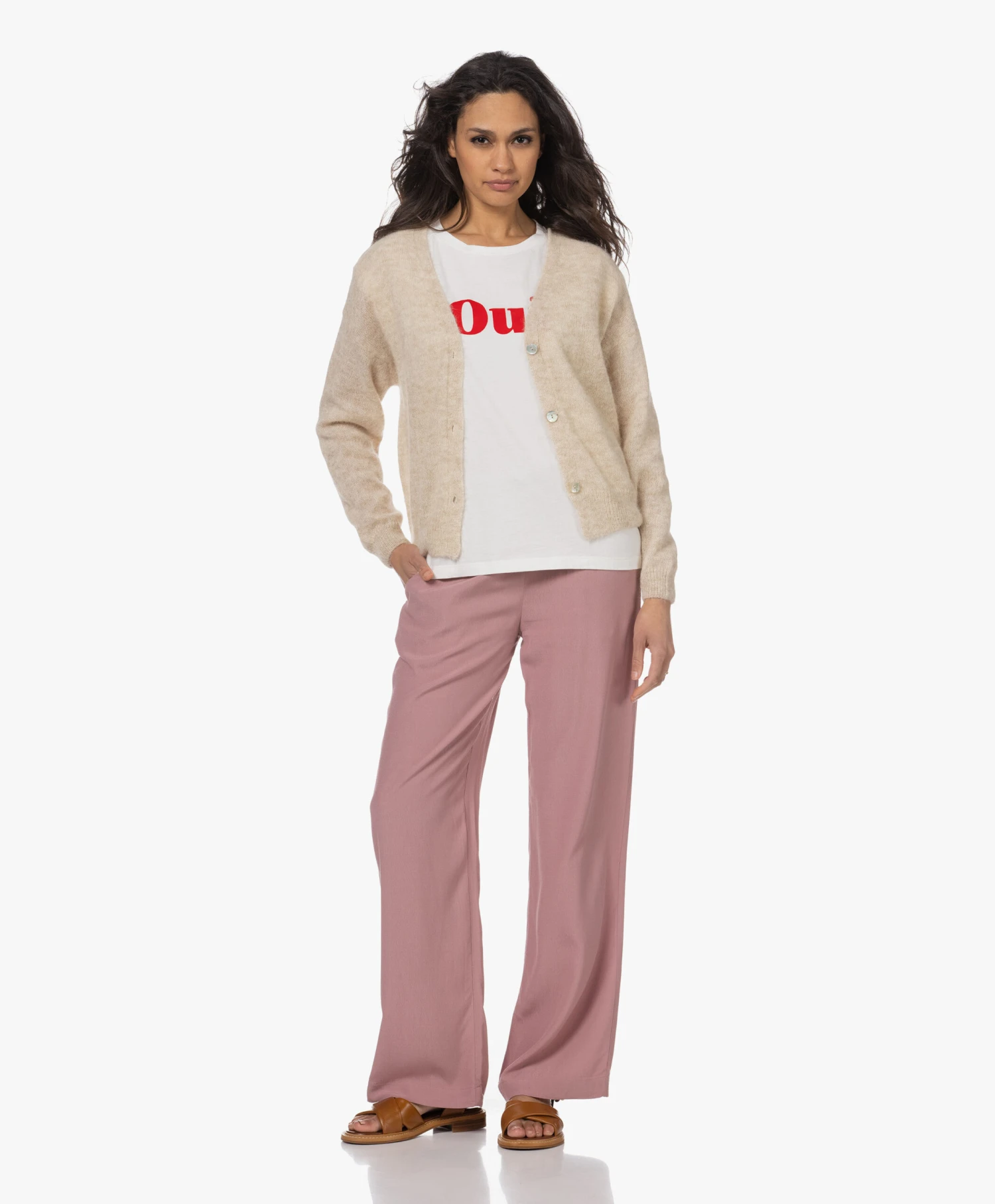 By-Bar Thelma Oui Flock Print T-Shirt - Off-White 9 By-Bar Thelma Oui Flock Print T-Shirt - Off-White - Afbeelding 9