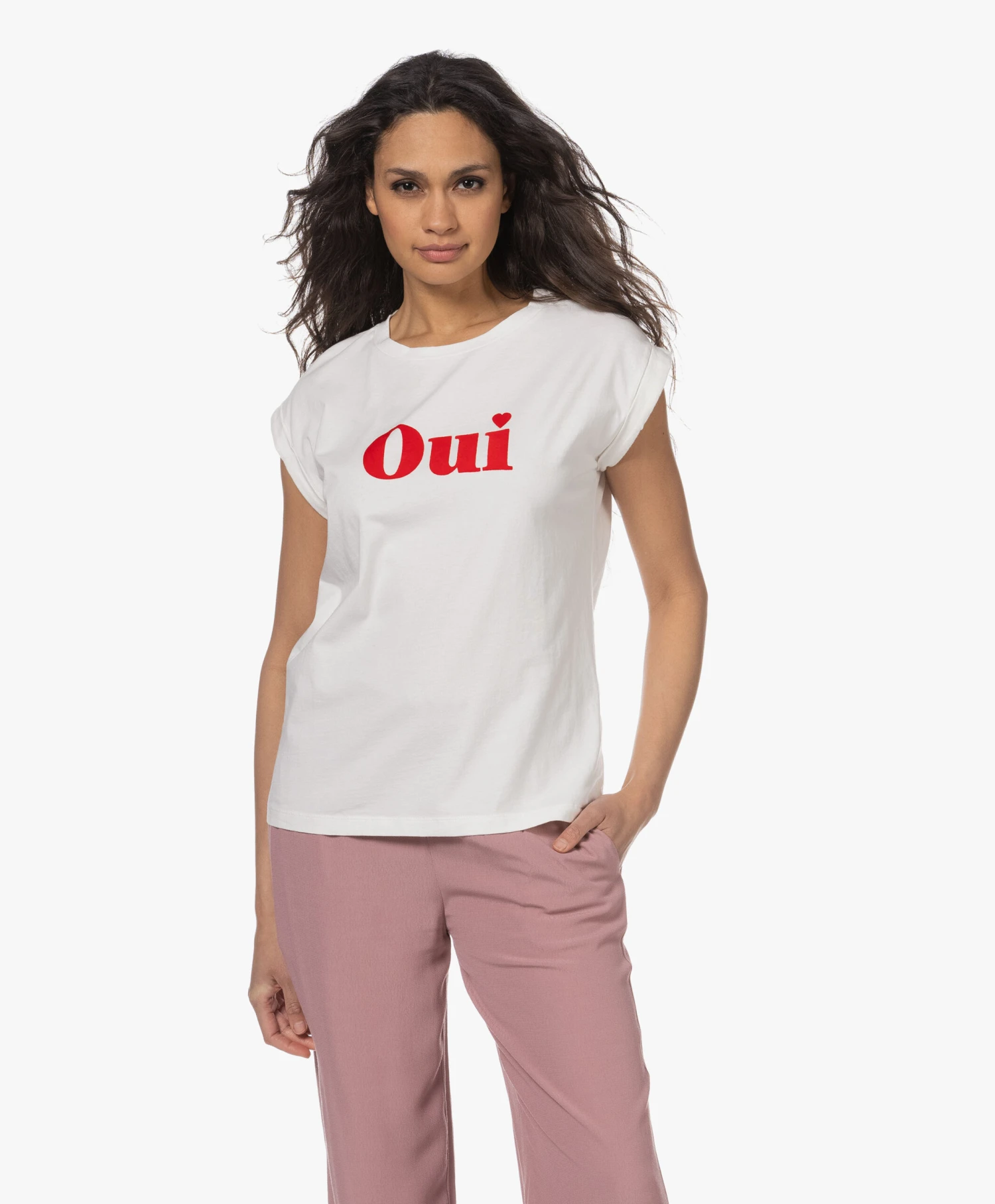 By-Bar Thelma Oui Flock Print T-Shirt - Off-White 3 By-Bar Thelma Oui Flock Print T-Shirt - Off-White - Afbeelding 3
