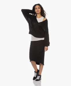 James Perse Aangerimpelde Jersey Midi Rok - Zwart -Mode Kleding 230307 7b792920 40c8 463f b3e1 c96515dbcc19