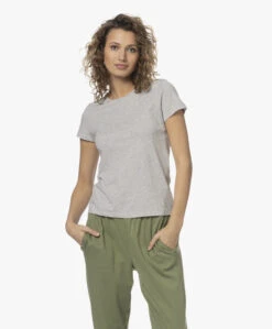 Closed Katoenen Basis T-Shirt - Lichtgrijs Mêlee