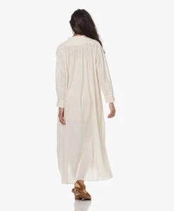 Gai+Lisva Alma Katoenen Seersucker Maxi Jurk - Ecru -Mode Kleding 230330 33956604 a472 42c7 ad37 8f0eea265997