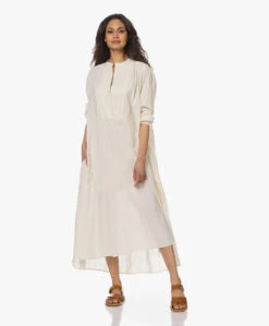 Gai+Lisva Alma Katoenen Seersucker Maxi Jurk - Ecru -Mode Kleding 230330 ffdc7f97 dbb1 4bd9 800c 3278d77b3544