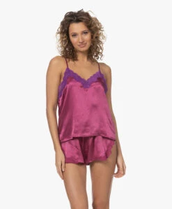 Love Stories Millie Zijden Camisole Met Kant - Berry