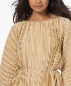 Viveh Emerald Satijnen Plissé Jurk - Warm Sand -Mode Kleding 230411 00faef8e 761b 4af8 92d0 eb8a9363b0e4