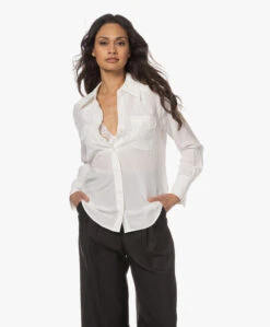 Equipment Rhodora Western Gewassen Zijden Blouse - Nature White