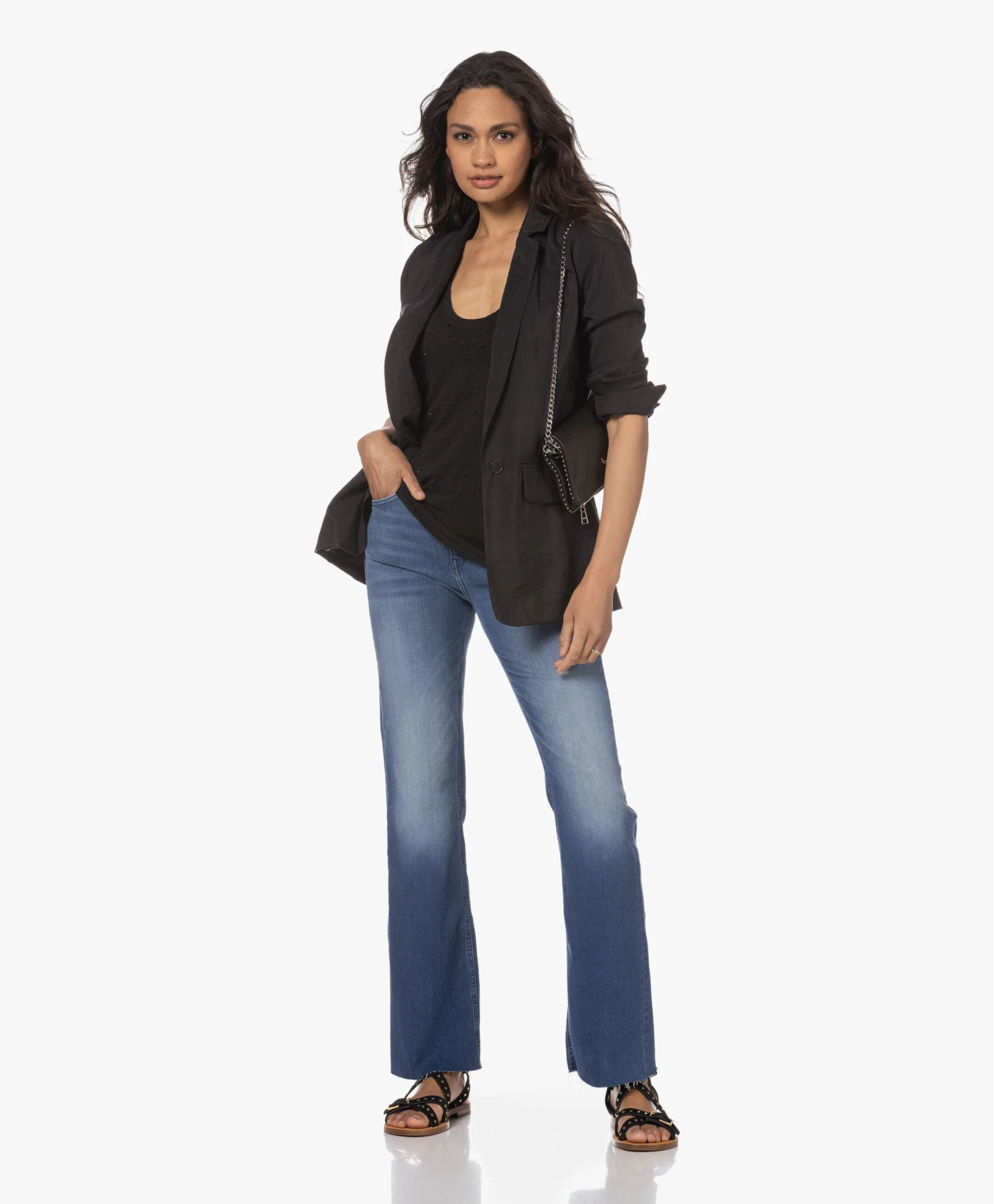 Zadig & Voltaire Cecilia Caprese Suède Leren Stud Sandalen - Zwart 2 Zadig & Voltaire Cecilia Caprese Suède Leren Stud Sandalen - Zwart - Afbeelding 2