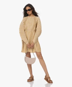 Viveh Emerald Satijnen Plissé Jurk - Warm Sand -Mode Kleding 230411 78c0eb53 a22b 4ba1 b9a6 60745fd8aaff