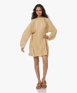 Viveh Emerald Satijnen Plissé Jurk - Warm Sand -Mode Kleding 230411 de79004d cec0 4fab a524 60558046ecb9