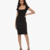 Iro Phebo Rib Jersey Jurk Met Vierkante Hals - Zwart