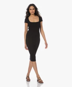 Iro Phebo Rib Jersey Jurk Met Vierkante Hals - Zwart -Mode Kleding 230412 46df4586 26be 4d76 86a3 8c519fc61dfd