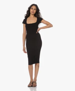 Iro Phebo Rib Jersey Jurk Met Vierkante Hals - Zwart -Mode Kleding 230412 9277b49d 0444 4aa0 a4e2 5cd1d5b64ad4
