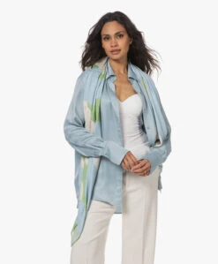 Viveh Bauxite Viscose Print Sjaal/Omslagdoek - Blauw/Groen