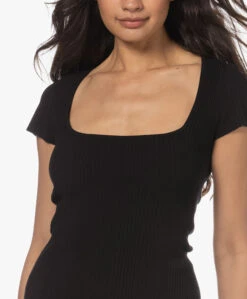 Iro Phebo Rib Jersey Jurk Met Vierkante Hals - Zwart -Mode Kleding 230412 c98f5317 3d7e 48e2 98cf 97bf2005c515