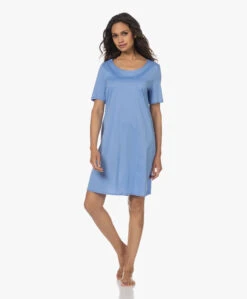 Hanro Cotton Deluxe Jersey Nachthemd - Azurine