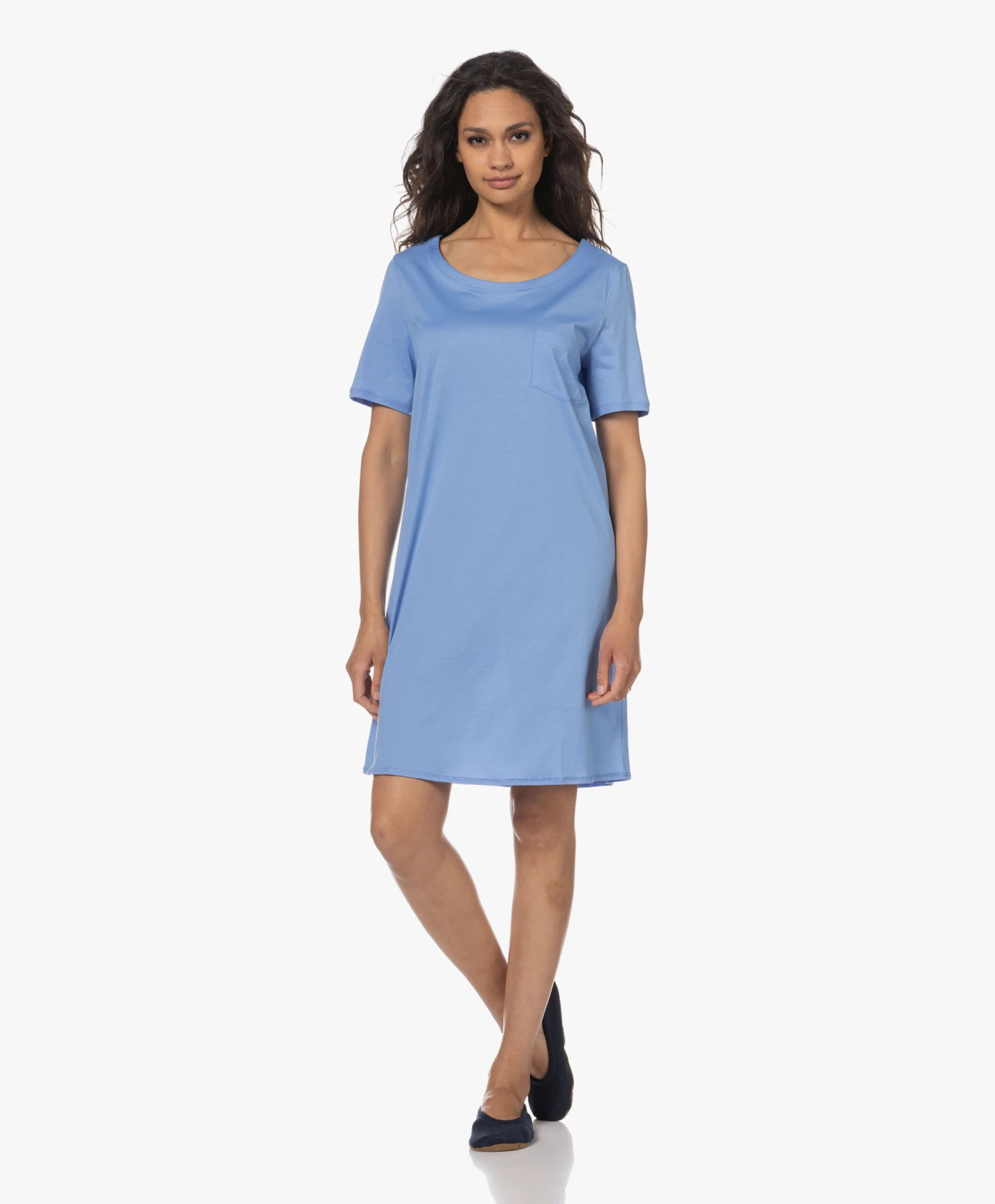 Hanro Cotton Deluxe Jersey Nachthemd - Azurine 13 Hanro Cotton Deluxe Jersey Nachthemd - Azurine - Afbeelding 13