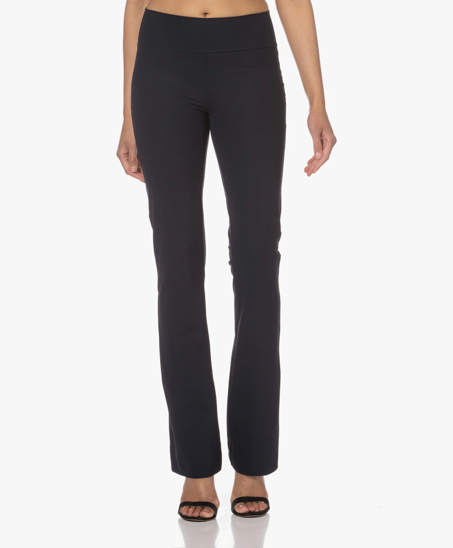 Japantky Zaya Flared Travel Jersey Broek - Zwartblauw 1 Japantky Zaya Flared Travel Jersey Broek - Zwartblauw