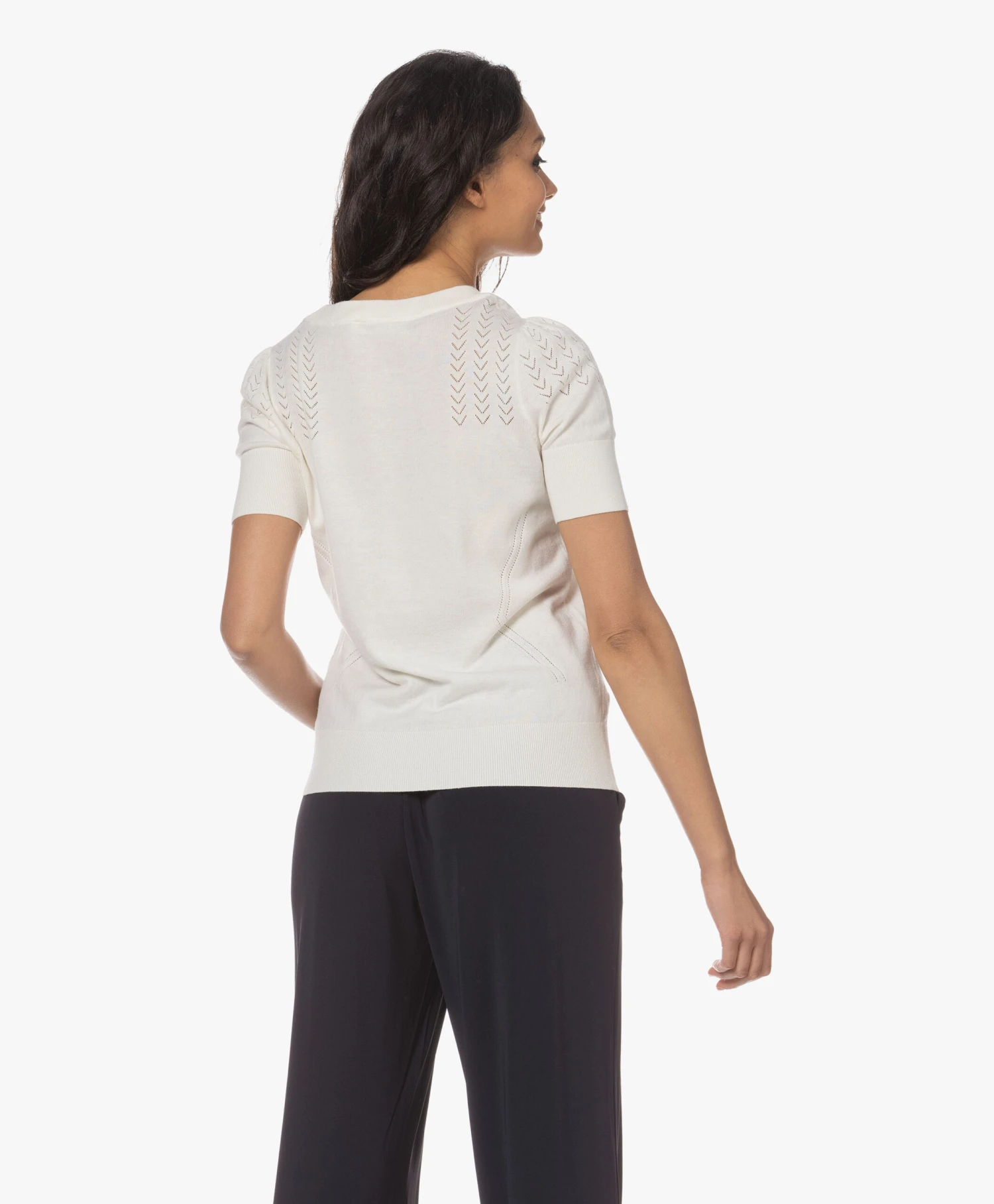 Plein Publique La Femme Pointelle Korte Mouwen Trui - Ivoor 4 Plein Publique La Femme Pointelle Korte Mouwen Trui - Ivoor - Afbeelding 4