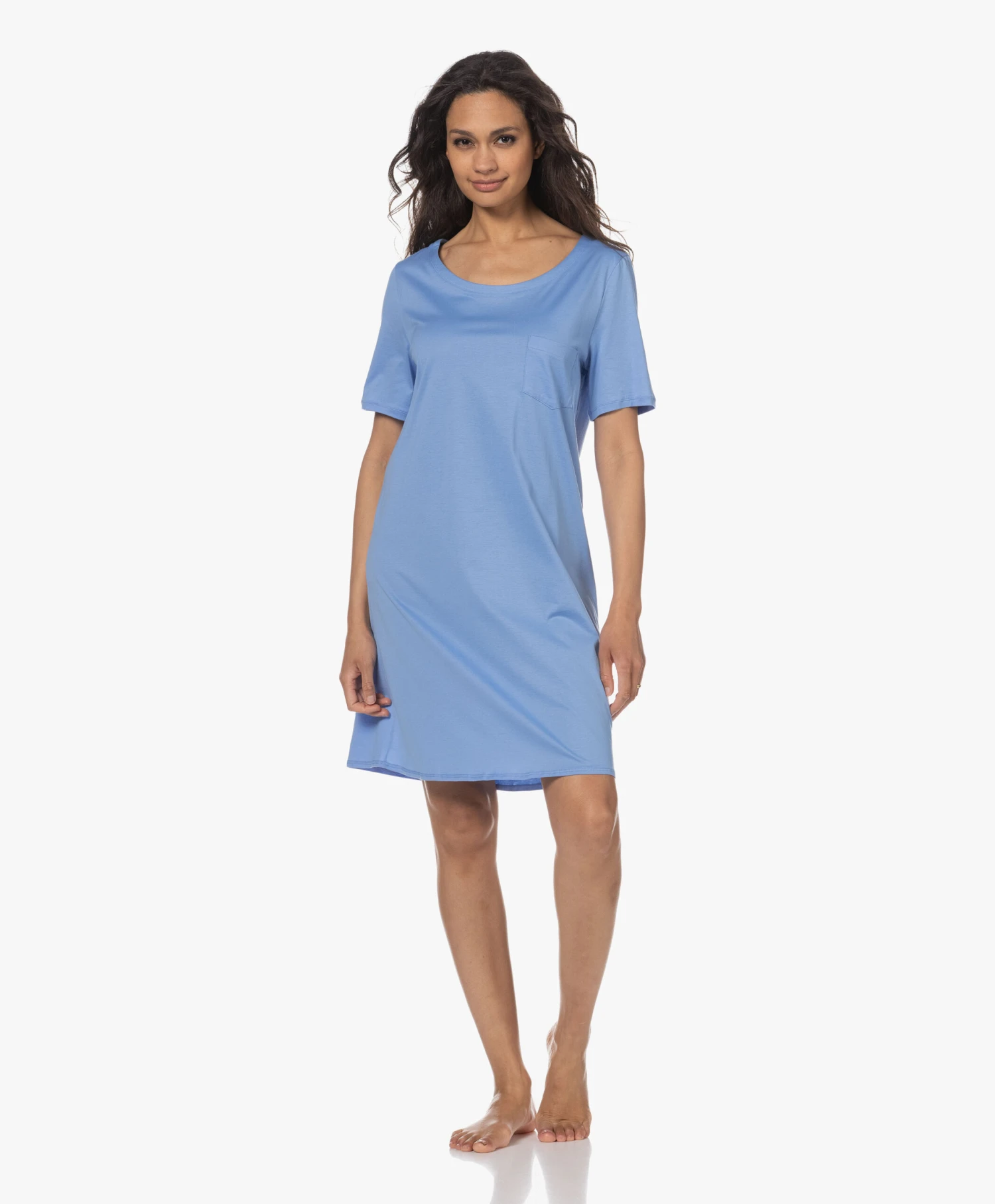 Hanro Cotton Deluxe Jersey Nachthemd - Azurine 6 Hanro Cotton Deluxe Jersey Nachthemd - Azurine - Afbeelding 6