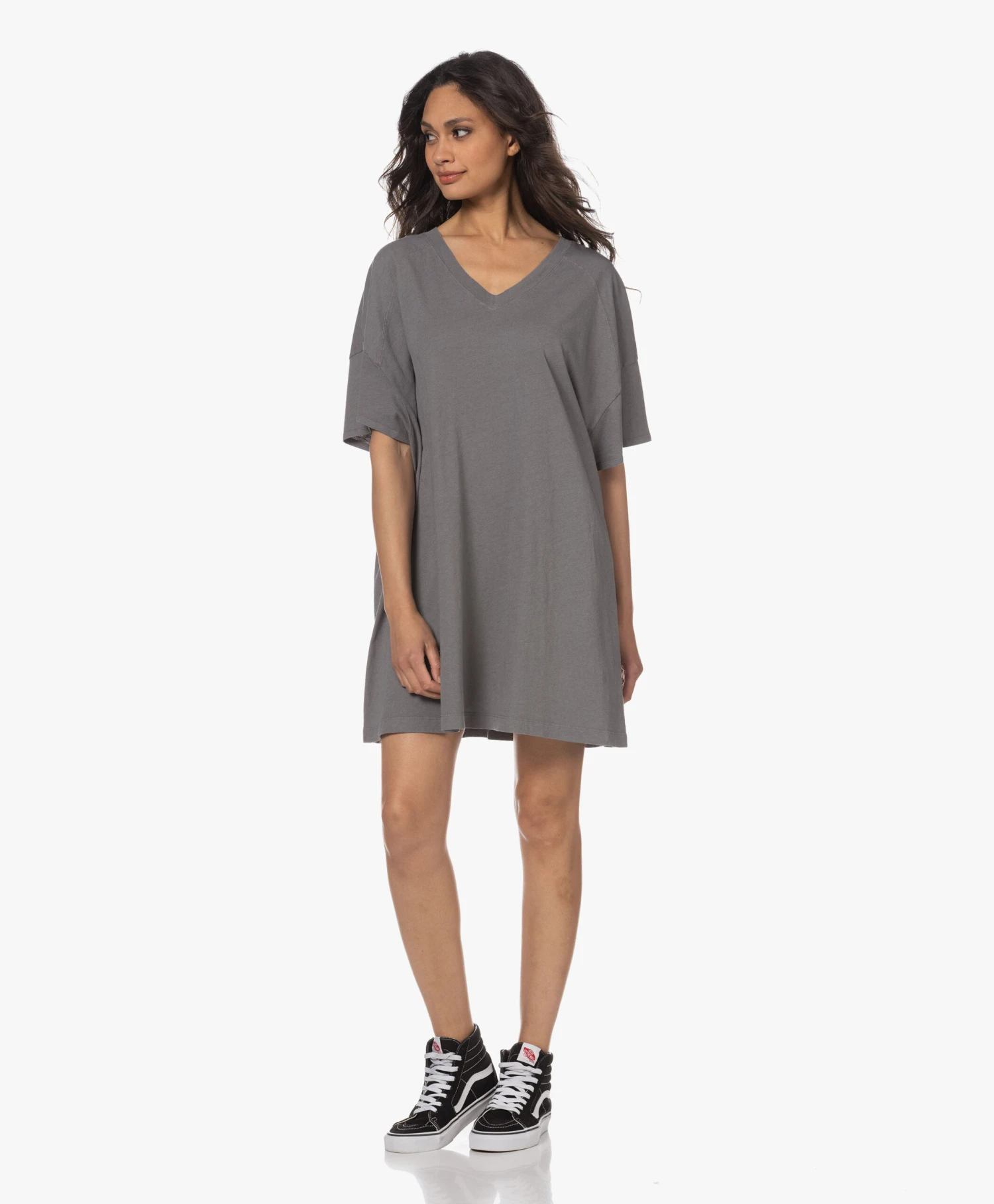 American Vintage Lopintale T-Shirt Jurk Met V-Hals - Vintage Foggy 6 American Vintage Lopintale T-Shirt Jurk Met V-Hals - Vintage Foggy - Afbeelding 6