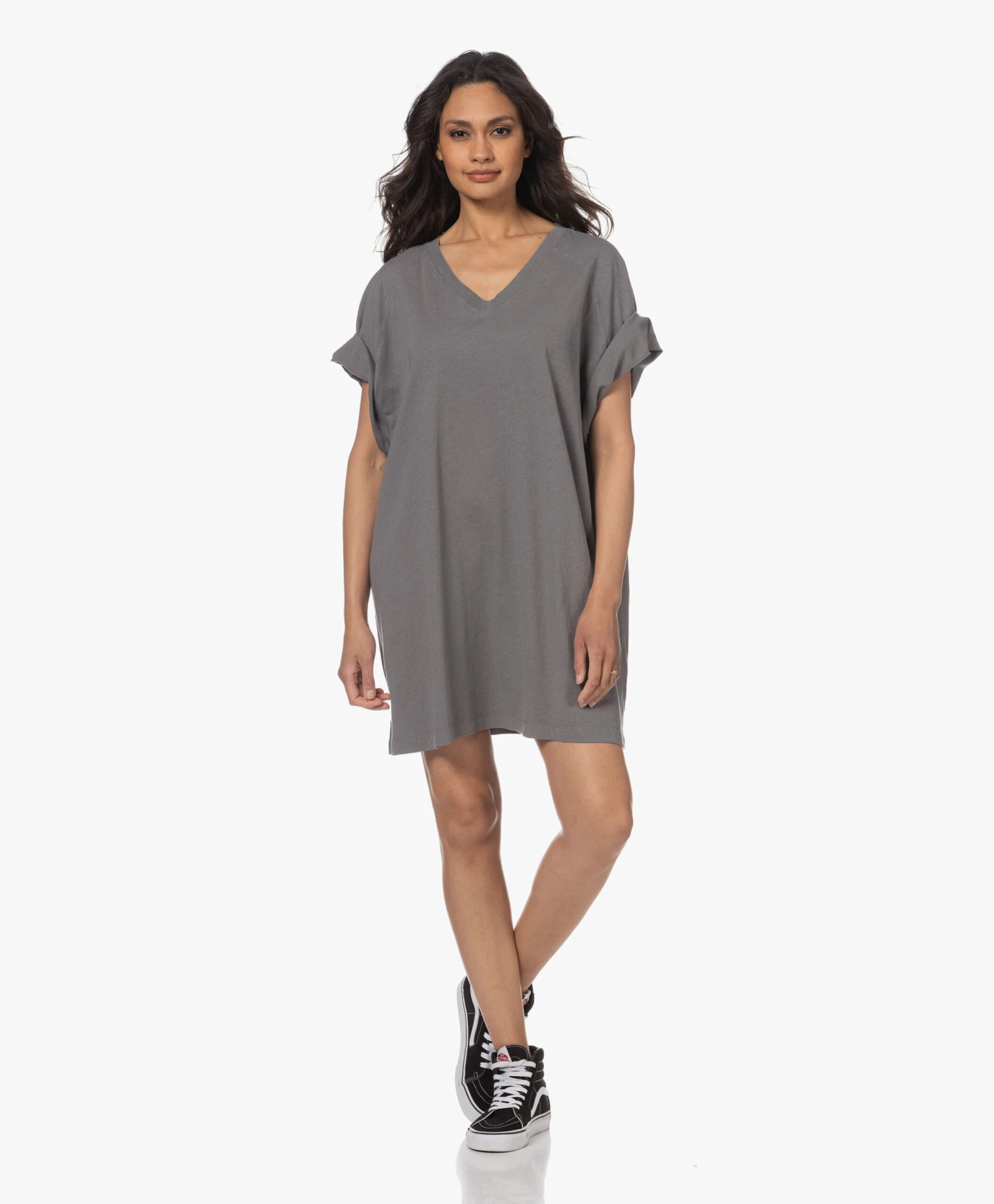 American Vintage Lopintale T-Shirt Jurk Met V-Hals - Vintage Foggy 13 American Vintage Lopintale T-Shirt Jurk Met V-Hals - Vintage Foggy - Afbeelding 13