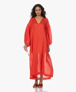 Su Paris Serena Ramie Maxi Jurk - Poppy