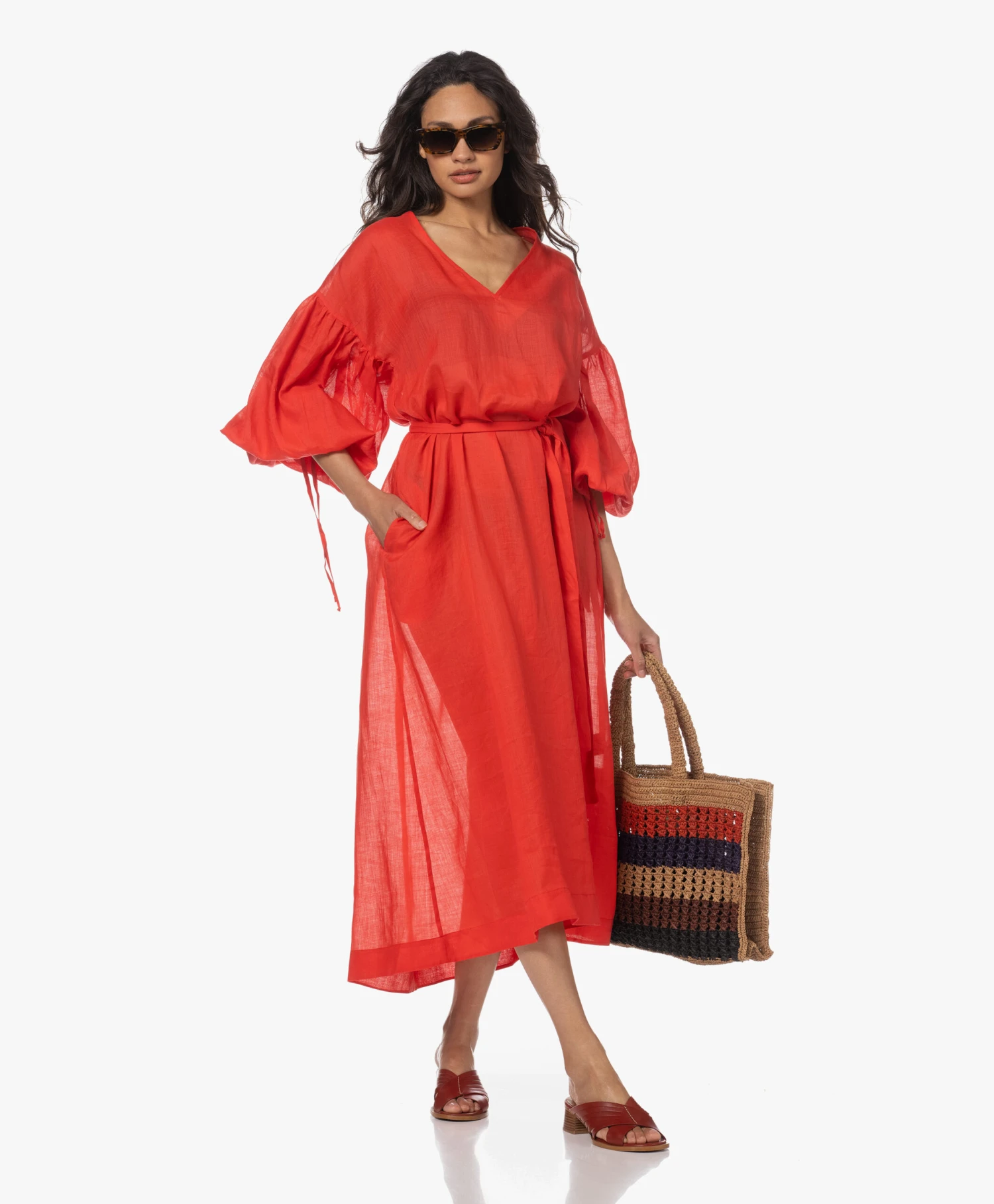 Su Paris Serena Ramie Maxi Jurk - Poppy 2 Su Paris Serena Ramie Maxi Jurk - Poppy - Afbeelding 2