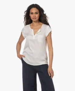 Repeat Zijden Blouse Met Kapmouwen - Crème