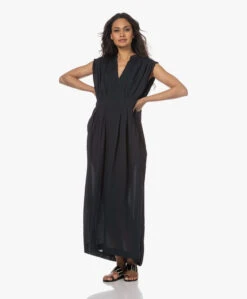 Su Paris Dafne Seersucker Viscose-Zijde Maxi Jurk - Zwart -Mode Kleding 230425 15f611ba 37d1 4acb 821d 3c0ce9187fec