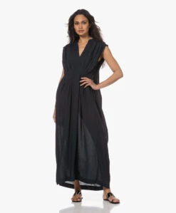 Su Paris Dafne Seersucker Viscose-Zijde Maxi Jurk - Zwart -Mode Kleding 230425 25ead7f7 aed2 40bc a93f 7bddcc2e06ee