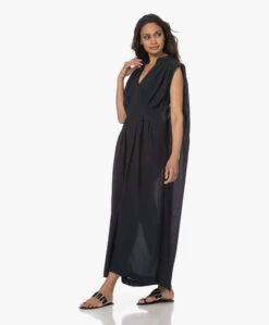 Su Paris Dafne Seersucker Viscose-Zijde Maxi Jurk - Zwart -Mode Kleding 230425 5c3b86a0 7d70 419b 9d40 5380c760465d