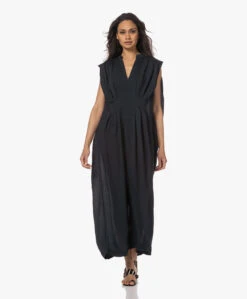 Su Paris Dafne Seersucker Viscose-Zijde Maxi Jurk - Zwart -Mode Kleding 230425 67bf6ec5 b3e8 4252 9166 6387cdc7b865