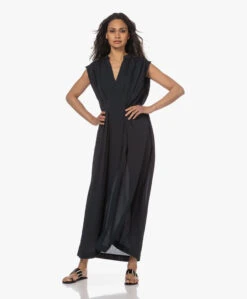 Su Paris Dafne Seersucker Viscose-Zijde Maxi Jurk - Zwart -Mode Kleding 230425 99c110f0 1e1c 4c71 be72 351996230ec5
