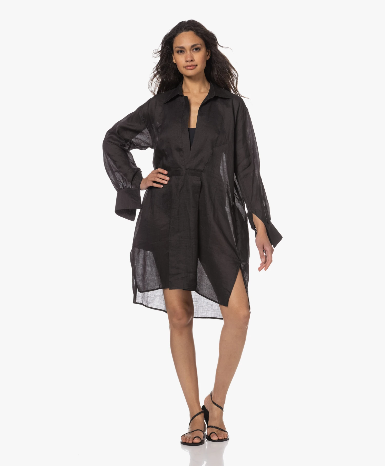 Su Paris Popi Ramie Jurk - Zwart 6 Su Paris Popi Ramie Jurk - Zwart - Afbeelding 6