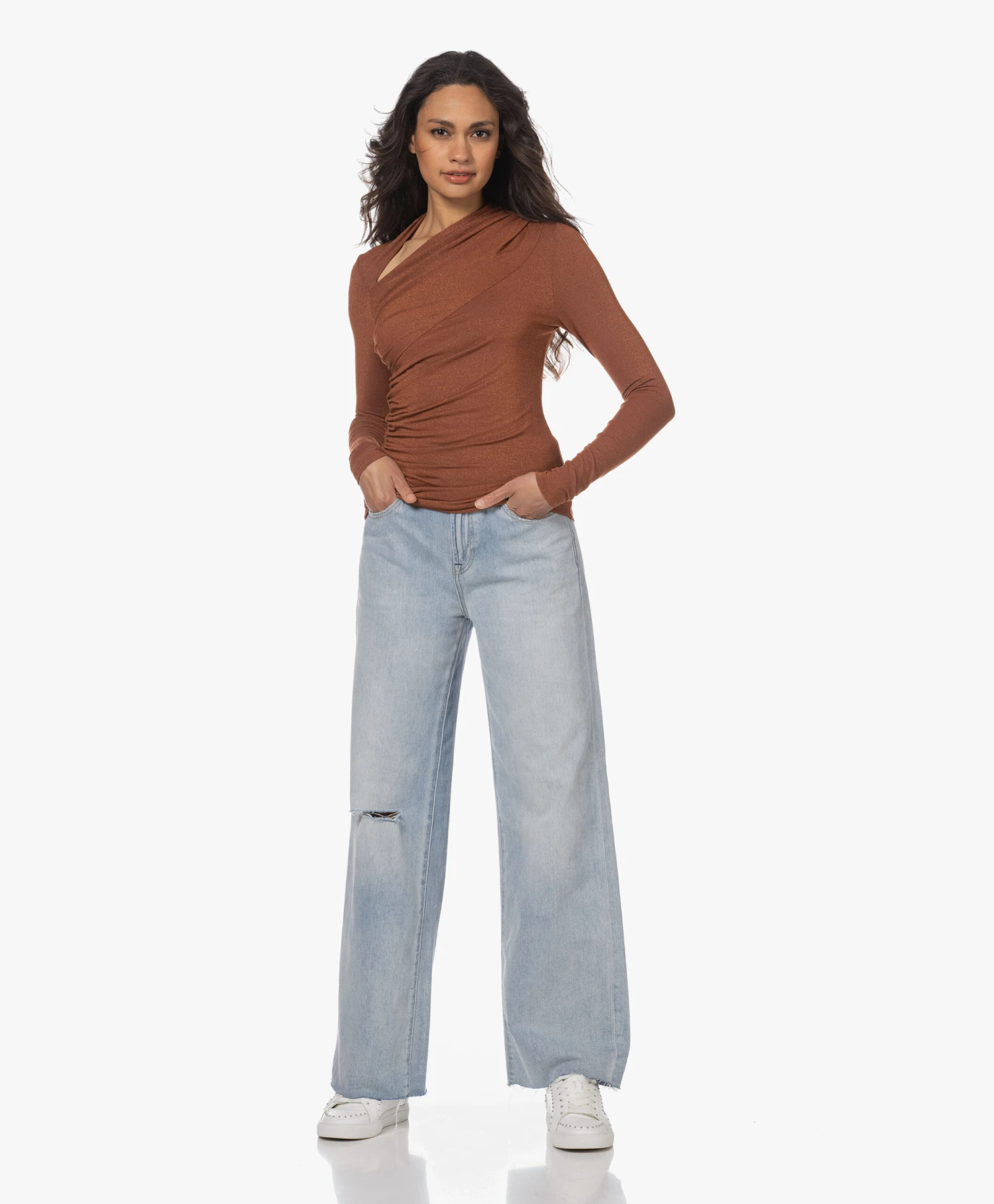 Denham Keira Ripped Wijde Pijpen Jeans - Lichtblauw 8 Denham Keira Ripped Wijde Pijpen Jeans - Lichtblauw - Afbeelding 8