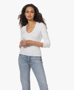 Rag & Bone The Essential Rib Vee Longsleeve - Wit -Mode Kleding 230501 6fb90c14 a14c 45f7 a2a9 deaed6110afa