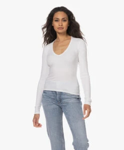 Rag & Bone The Essential Rib Vee Longsleeve - Wit -Mode Kleding 230501 84aee374 870e 4906 9a23 9fb3aaef9f37