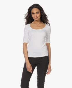 No Man'S Land Viscose T-Shirt Met Halflange Mouwen - Wit -Mode Kleding 230501 aa6b9dcd a2ea 474a 9d85 9be60172637a