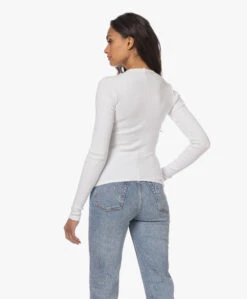 Rag & Bone The Essential Rib Vee Longsleeve - Wit -Mode Kleding 230501 cabba7ea 144d 44bd 8244 8bae50f893c3