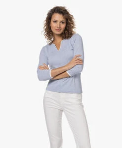 Belluna Cucina Splithals T-Shirt Met Driekwart Mouwen - Lichtblauw -Mode Kleding 230510 983d4bda 548b 484a 8b7b a9257fb90c6d
