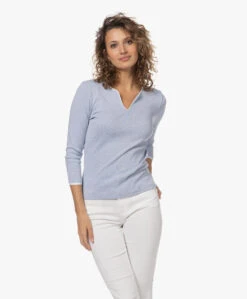 Belluna Cucina Splithals T-Shirt Met Driekwart Mouwen - Lichtblauw -Mode Kleding 230510 9ae117f9 8c4b 4e49 892a 8b96127dd17d
