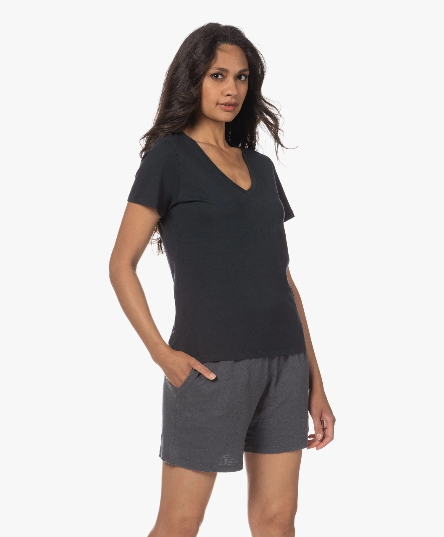 Majestic Filatures Silk Touch Katoenen V-Hals T-Shirt - Marine 8 Majestic Filatures Silk Touch Katoenen V-Hals T-Shirt - Marine - Afbeelding 8