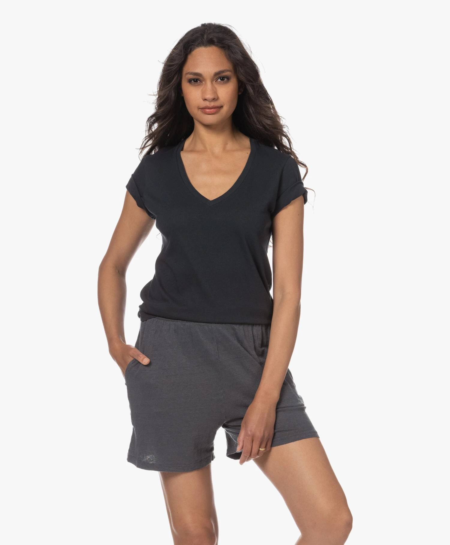 Majestic Filatures Silk Touch Katoenen V-Hals T-Shirt - Marine 11 Majestic Filatures Silk Touch Katoenen V-Hals T-Shirt - Marine - Afbeelding 11