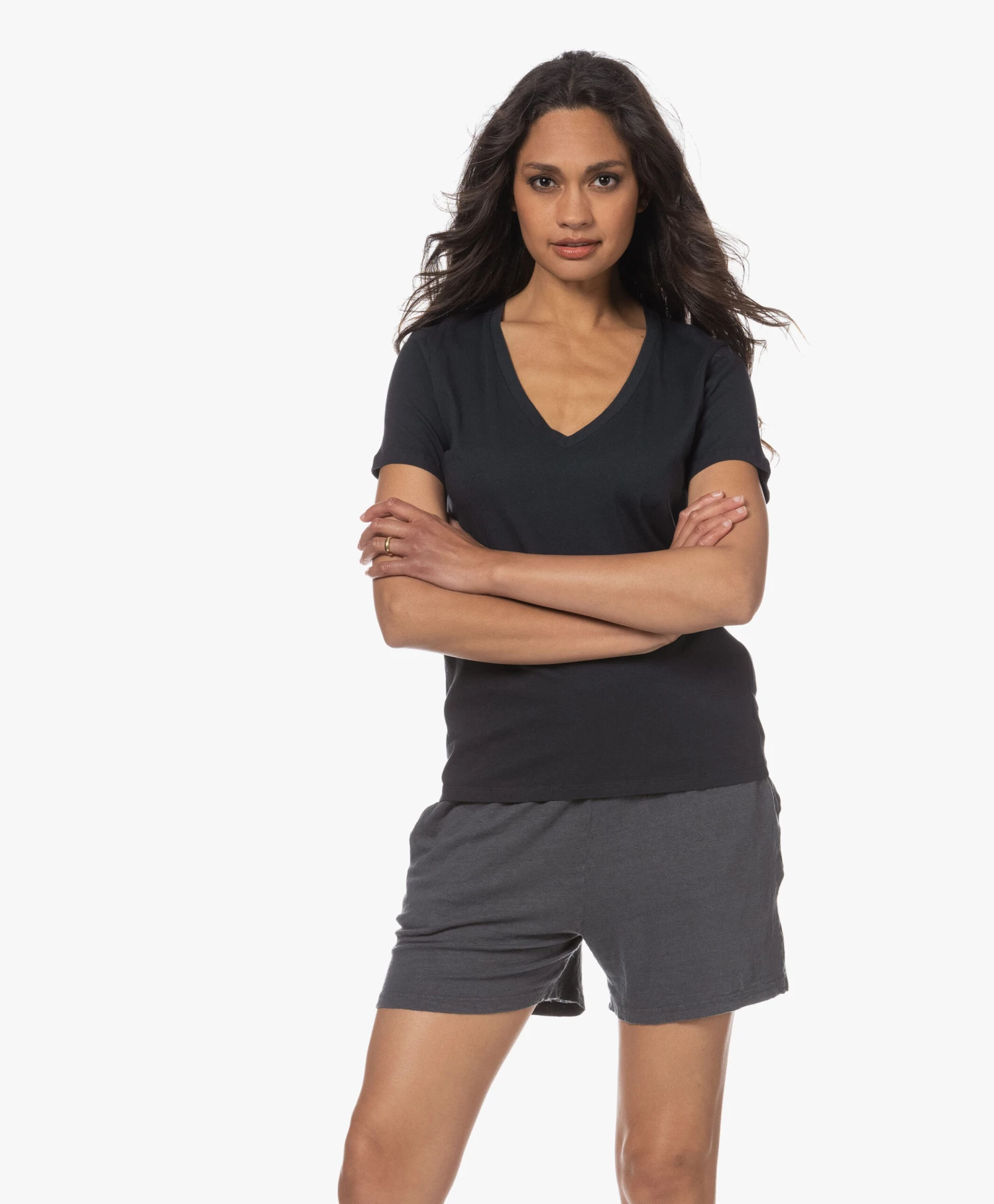 Majestic Filatures Silk Touch Katoenen V-Hals T-Shirt - Marine 12 Majestic Filatures Silk Touch Katoenen V-Hals T-Shirt - Marine - Afbeelding 12