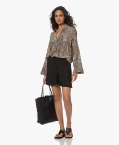 By Malene Birger Flaiy Zijden Slangenprint Blouse - Zwart/Beige -Mode Kleding 230516 e8cb203e cd46 4642 b894 13c272cce479