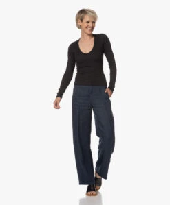 Rag & Bone The Essential Rib Vee Longsleeve - Zwart -Mode Kleding 230523 031a1202 80e6 4376 9983 150eb1f5721b