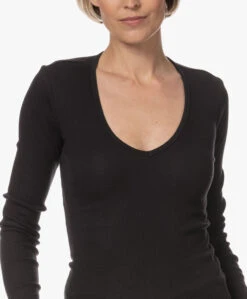 Rag & Bone The Essential Rib Vee Longsleeve - Zwart -Mode Kleding 230523 893aa270 5834 4c80 836e 6ce069116cfd