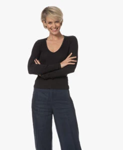 Rag & Bone The Essential Rib Vee Longsleeve - Zwart -Mode Kleding 230523 f3a37f54 c7cd 4fbe 87fc 03abd0b5692a