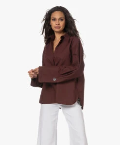 Róhe Poplin Overhemd Met Dubbele Manchetten - Mulberry