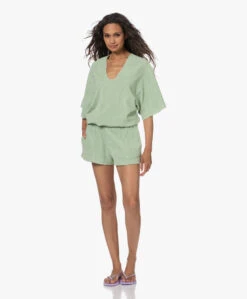 Speezys Amsterdam Badstof Jersey Kaftan Top - Smoke Green -Mode Kleding 230524 6a443baf 05a7 4b0f 9612 374780e1e836